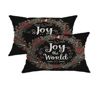 Joyful Holiday - Juego de 2 fundas de cojín decorativas para el hogar, sofá, cama, sofá, 20 x 12 pulgadas
