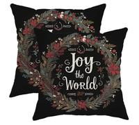 Joyful Holiday - Juego de 2 fundas de cojín decorativas para el hogar, sofá, cama, sofá, 20 x 20 pulgadas