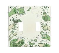 Joyful Kitchen - Placa de cubierta de interruptor de luz doble, diseño de manos informales, para verano, color verde, tamaño estándar, placas de pared decorativas para sala de estar, dormitorio