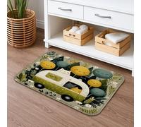 Joyful Nature Adventure - Tapete de baño con diseño de árbol de caravana, absorbente, antideslizante, de espuma viscoelástica, lavable, para decoración de primavera, 20 x 32 pulgadas