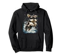 Joyful Schnauzer con Nieve y Copos de Nieve Snowy Winter Dog Sudadera con Capucha
