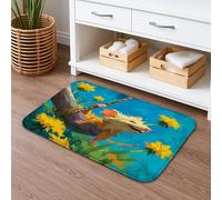 Joyful Spring - Tapete de baño floral de secado rápido, tapete de ducha antideslizante, absorbente y colorido, de espuma viscoelástica, lavable, para baño, inodoro, decoración de 20 x 32 pulgadas