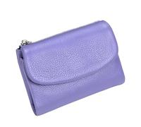 Joyfullygo - Cartera unisex de piel de guijarro, tarjetero corto de piel auténtica de 5.3 pulgadas, suave y pequeño, Púrpura De La Lavanda, 5.3×1.2×3.9in, moda