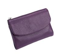 Joyfullygo - Cartera unisex de piel de guijarro, tarjetero corto de piel auténtica de 5.3 pulgadas, suave y pequeño, morado oscuro, 5.3×1.2×3.9in, moda