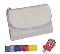 Joyfullygo Wallet，Unisex Pebble Leather Wallet，Soft Portable with Credit Card Holder Anti-Theft Brush，Large Capacity Waterproof Bi-Fold Leather Coin Purse (Gray)