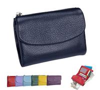 Joyfullygo Wallet，Unisex Pebble Leather Wallet，Soft Portable with Credit Card Holder Anti-Theft Brush，Large Capacity Waterproof Bi-Fold Leather Coin Purse (Dark Blue)
