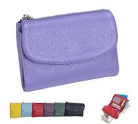 Joyfullygo Wallet，Unisex Pebble Leather Wallet，Soft Portable with Credit Card Holder Anti-Theft Brush，Large Capacity Waterproof Bi-Fold Leather Coin Purse (Lavender)