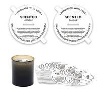 Joyfulmap 160 fundas antipolvo, etiquetas blancas mate preimpresas para tapas de decoración de velas con pestaña de tracción, accesorios para hacer velas aromáticas artesanales (7 cm)