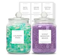 Joyfulmap 2 tarros grandes de vidrio para lavandería con tapas herméticas, capacidad de 2000 ml, transparentes, rectangulares, tarros de almacenamiento para organización de lavandería y almacenamiento