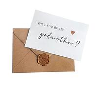 Joyfulmap Tarjeta con texto en inglés "Will You Be My Godmother", tarjeta Be My Godmother con sobre de papel kraft y sello de cera, letras elegantes impresas en cartulina pesada, tarjetas de propuesta
