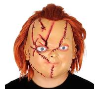 JoyFuncos Máscara de Chucky para adultos de látex aterradora de cabeza completa, espeluznante, realista, disfraz de Chucky, accesorios para fiestas, bailes de máscaras, cosplay