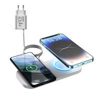 JoyGeek Cargador inalámbrico 2 en 1, 15 W máx. estación de Carga inductiva para iPhone 17/16/15/14/13/12/11/XR/X/8, Almohadilla de Carga rápida inalámbrica con Adaptador para Samsung Galaxy