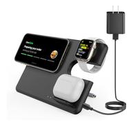 JoyGeek Estación de carga Mag-Safe 3 en 1, soporte de carga inalámbrico magnético plegable para iPhone 15/14/13/12/Plus/Pro Max, carga Mag para iWatch 2-Ultra 2, AirPods 2-Pro/2