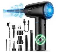 JoyGeek Soplador de Polvo Eléctrico, Potente 3 Velocidades 120000 RPM Aire Comprimido Limpieza PC, Recargable de 9000 mAh Air Duster con luz LED y Cepillo de Limpieza, para PC/Coche/Teclado/Sofás