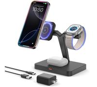 JoyGeek Soporte de carga 3 en 1 para Magsafe: estación de carga magnética para iPhone 15/14/13/12 Pro Max/Plus/Mini, base inalámbrica Mag-Safe para Apple Watch Ultra 2/Series 9/8/7/6/5/4/3, Air Pods