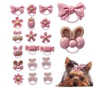 Joygoodta 20pcs Bows para el Cabello para Perros con Gomas de Goma, Lindos Arcos de Cachorro de Estilo de Dibujos Animados para Perros pequeños Accesorios para el Cabello