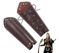 Joygoodta 2Pcs Leather Bracers, Retro Medieval Costume Men Leather Buckle Bracers Wrist Band, Knight Renaissance Arm Guards for Renaissance Accessories Cosplay Costume Medieval Men