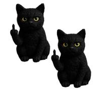 Joygoodta Adornos de Gato de Fieltro, 2 Piezas, Figura de Gato Negro de Fieltro de Lana Divertida, Figuras coleccionables, Regalos para Estante de Escritorio, Tablero de Instrumentos, decoración del