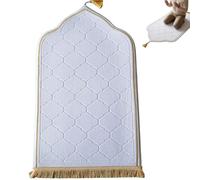 Joygoodta Alfombra de oración Acolchada, Alfombra de oración Musulmana de Terciopelo Suave con Respaldo Antideslizante, islámica Plegable portátil para el hogar y los Viajes (Blanco)