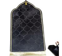 Joygoodta Alfombra de oración Acolchada, Alfombra de oración Musulmana de Terciopelo Suave con Respaldo Antideslizante, islámica Plegable portátil para el hogar y los Viajes (Negro)