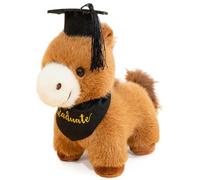 Joygoodta Caballo de Graduación de Peluche, Caballo de Peluche de Graduación con Gorro y Bandana, 10 Pulgadas/25 cm, Marrón