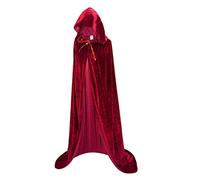 Joygoodta Capa de bata con capucha unisex de longitud completa, capa larga de terciopelo, disfraz de cosplay de 59 pulgadas (rojo 150 cm) de terciopelo
