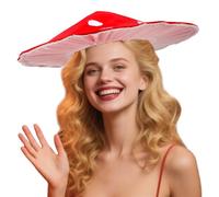 Joygoodta Capa de borde rojo con sombrero de champiñones Simulada Cosplay de sombrero de champiñones lindo y de gran tamaño para Halloween, fiestas de disfraces, disfraces de eventos temáticos