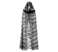 Joygoodta Capa de encaje, capa con capucha de tul, disfraces góticos negros de Halloween para mujeres Cosplay Vampire Witch Party Witch Vestido