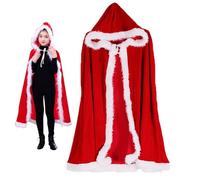 Joygoodta Capa navideña para Halloween para niños, accesorio de bola de maquillaje, Papá Noel rojo, capa con capucha de 100cm, disfraz de mujer, de Halloween