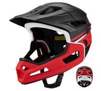 Joygoodta Cascos de Bicicleta para Adultos, Casco Integral de Bicicleta de montaña con Protector de Barbilla Desmontable, ventilado, Ajustable y Ligero para Hombres y Mujeres, Rojo