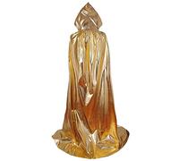 Joygoodta de disfraz, capa negra de longitud completa, de Grim Reaper con gorra, ropa de abrigo navideña de Halloween para cosplay de Halloween (dorado), accesorios para mujeres