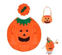 Joygoodta Disfraces para Mujer, Conjunto de Disfraz de Calabaza de Halloween para Adultos con Bolsa de Caramelo y Sombrero, Poncho de Capa de Calabaza para Disfraz de Cosplay de Fiesta de H