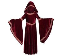 Joygoodta Disfraz de Halloween Mujeres, Mujeres medievales Monta Roja Cape de Cape Retro Corte Vampiro Disfraz de bruja para la presentación de la fiesta de Halloween S