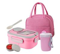 Joygoodta Ensalada Lunch Box 1.2L Recipiente de ensalada con taza de 420 ml, vajilla, recipiente de, bolsa térmica para niños Oficina de la escuela para adultos, estilo 1