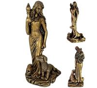 Joygoodta Estatua de Hécate, Figura de Hekate Griega de Resina con Perro, decoración de Altar de brujería para Estante de Escritorio, decoración del hogar, Bronce, 10x20 cm