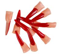 Joygoodta Finger brujas dedos 10pcs dedo realista con uñas rojos accesorios de halloween de miedo para fiesta de vestuario de mascarada