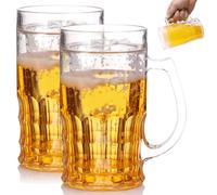 Joygoodta Jarra de Cerveza 2 Piezas Jarra de Cerveza de plástico Divertida de Aspecto Realista de Doble Capa con Mango Cosas de Broma entretenidas para Fiestas Reuniones Bromas Vidrio