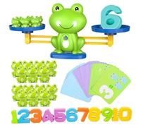Joygoodta Jumping Frogs, Juego de Equilibrio de Ranas de plástico Juegos de matemáticas para jardín de Infantes con balanza y Tarjetas de Actividades, Verde (30 Ranas + 10 números + 30 Tarjetas)