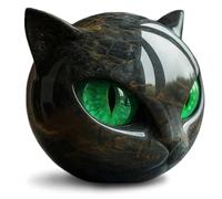 Joygoodta Luxury Black Cat Stone Stone Gemstone Ceramics Ceramics Figuras con Ojos Verdes Decoración refinada para el Escritorio de la Oficina en casa