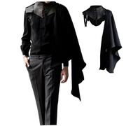 Joygoodta Mantón medieval para hombre, capa de encogimiento de hombros Steampunk negro, capa con cordones, chal, disfraz de fiesta de Cosplay, disfraz para adultos M, gótico