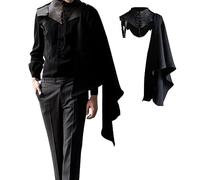 Joygoodta Mantón medieval para hombre, capa de encogimiento de hombros Steampunk negro, capa con cordones, chal, disfraz de fiesta de Cosplay, disfraz para adultos L, gótico