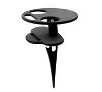 Joygoodta Mesa de Vino al Aire Libre, Mesa de Picnic portátil, Estante Plegable de Doble Capa para Copa de Vino para Viajes de jardín, Picnic Plegable Negro