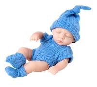Joygoodta Mini muñecas para bebés, muñeca recién Nacida Realista de 7 Pulgadas, muñecas para Dormir con Ojos Cerrados, muñeca de Cuerpo Completo de Silicona Suave con Ropa para niños, Azul