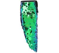Joygoodta Sequin Skirt, Long Belly Dancing Skirt, Adjustable Sparkly with Strap, Sexy Sequin for Women Rave Festival Party, L Belly Dance