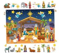 Joygoodta Tablero de Historias de Fieltro, Tablero de Fieltro Educativo de Belén Navideño para Niños, Kit de Manualidades del Nacimiento de Jesús Adornos de Decoración de Pared Religiosa de Navidad