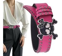Joygoodta Y2k Belt PU Leather Belt with Skull Buckle 41 Inch Stylish Classic Goth Multi-Use 2000s Jeans Pants Hot Girl Waistband for Daily Use & Costume Parties Buckles for Women