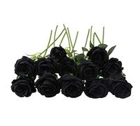 JOYHAZE 12 Piezas Rosas Artificiales, 19,7 '' Bodas de Flores de Seda de un Solo Tallo Decoradas con una Oficina de reuniones Familiares de Rosas en Plena floración, Pieza Central de la Mesa (Negro)
