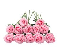 JOYHAZE 12 rosas artificiales, 19,7 '' una larga tallo de seda flores boda floración rosas hogar fiesta decoración de oficina, pieza central de mesa, bricolaje arreglo floral