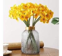 JOYHAZE 2 Paquetes de narcisos Artificiales, 12 Ramos de Flores de Narciso de Tallo Largo de Seda para el hogar, Fiesta, Oficina, jardín, decoración de Boda, arreglos Florales de Bricolaje