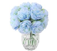 JOYHAZE 8 peonías artificiales, peonías de seda de un solo tallo para bodas, hogar, oficina, fiesta, decoración de ventanas, centros de mesa, arreglos florales de bricolaje (azul)